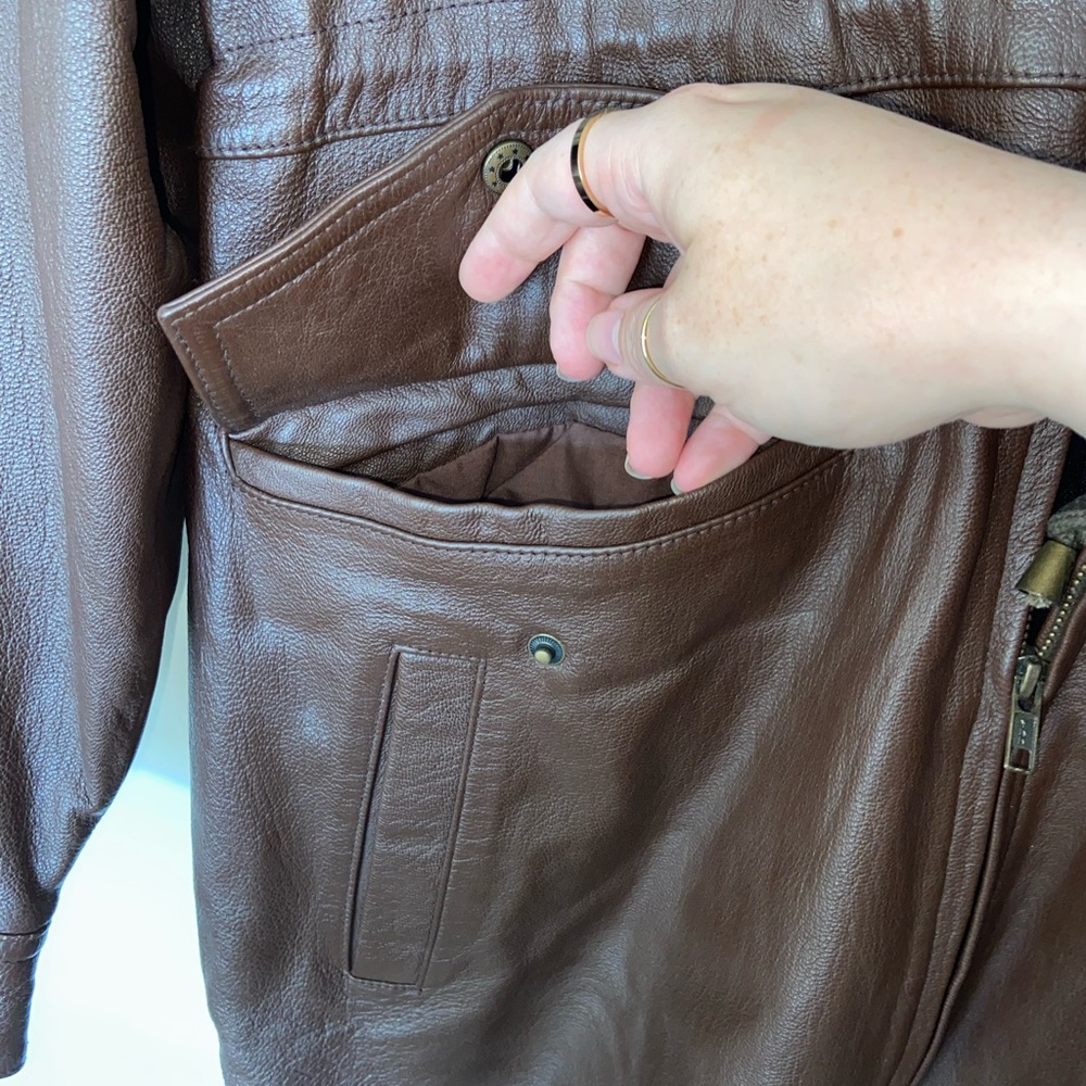 Wilson Leather Lamb Leather Brown Hooded Trench Coat - Size Medium - Picture 8 of 11